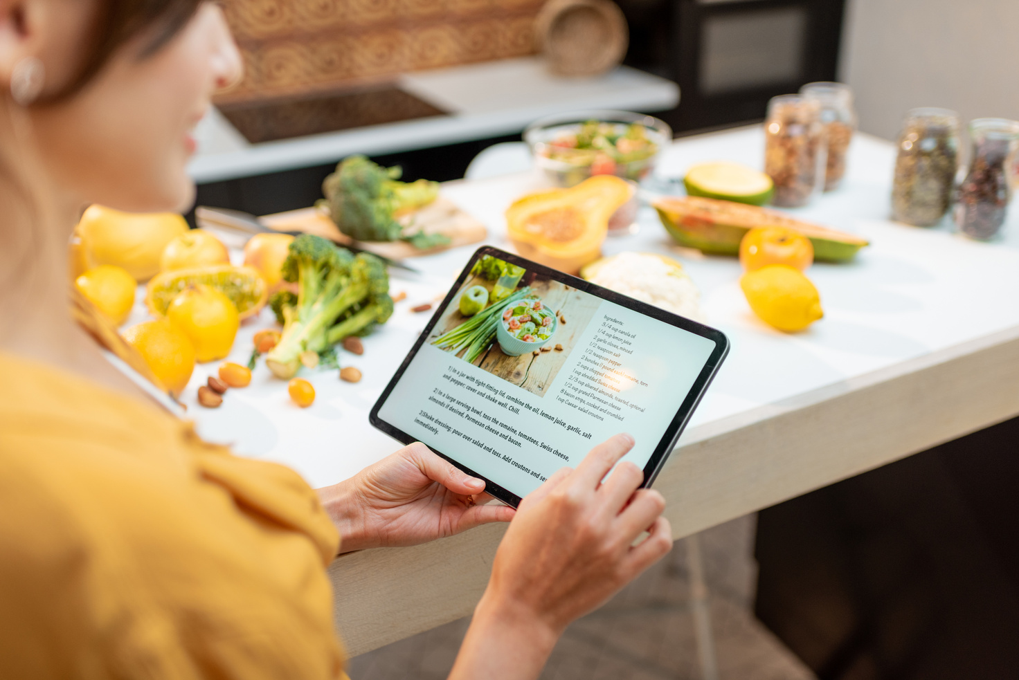 Cooking Food Using Recipe on a Digital Tablet